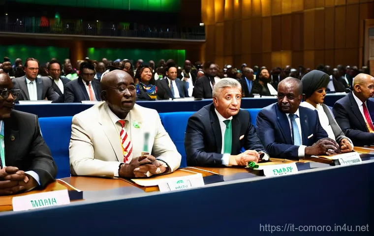 코모로 주변 국가들과의 외교 관계 - **Prompt 1: Comorian Leadership at the African Union Summit**
    "A vibrant, high-definition photog...