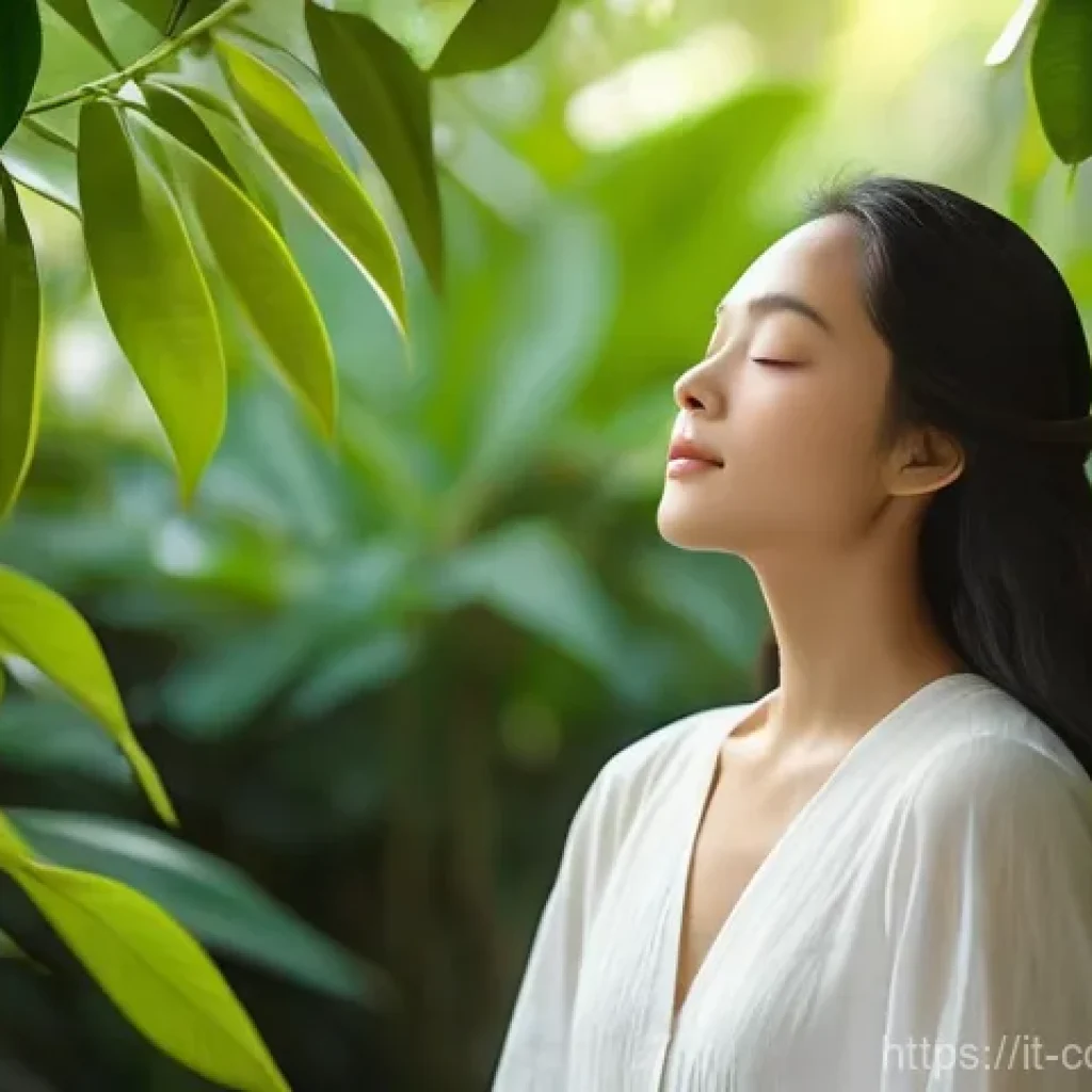 코모로 전통 약초와 사용법 - **Prompt for Ylang Ylang's Calming Beauty:**
"A serene portrait of a young woman, her eyes close...