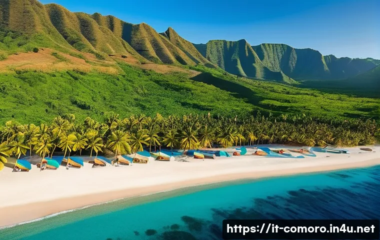 코모로 내전과 평화 과정 - "A picturesque aerial view showcasing the untouched natural beauty of the Comoros. The scene feature...