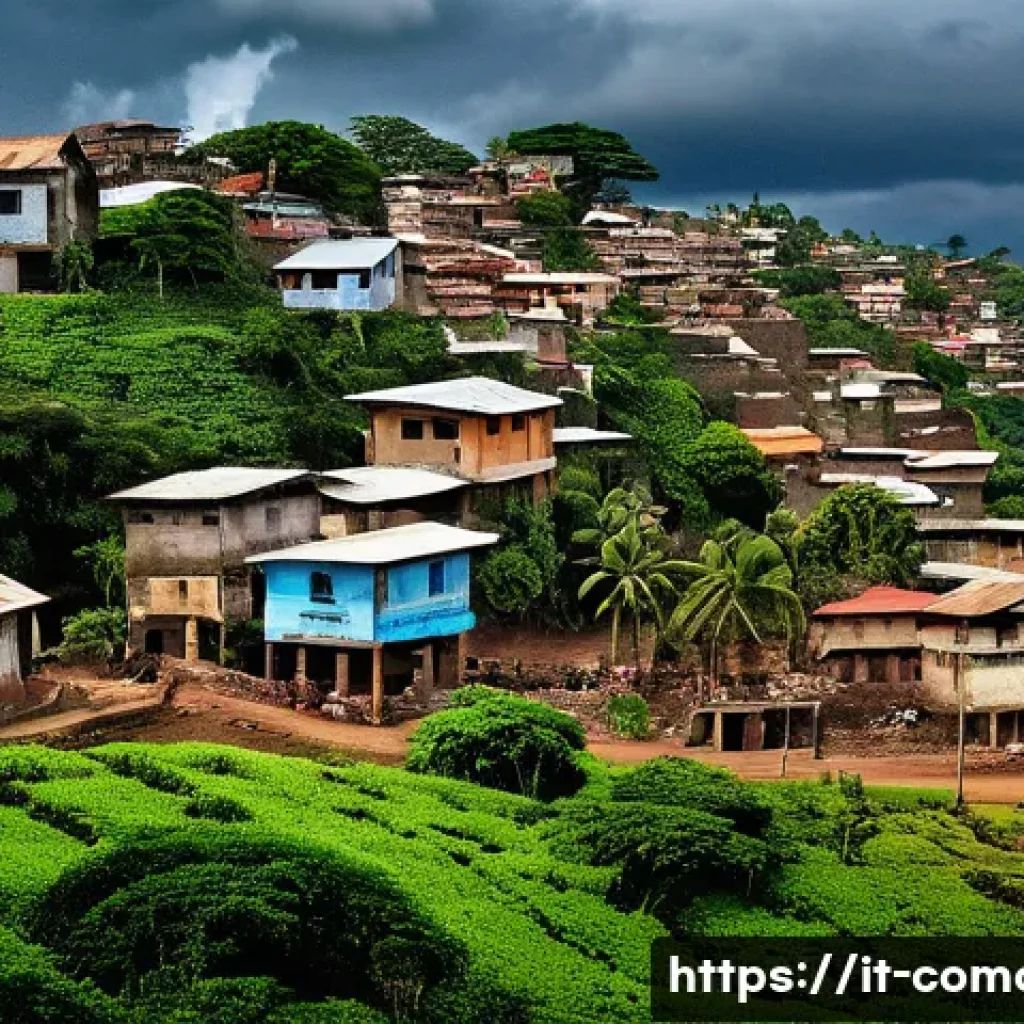 코모로 소방 안전 관리 - **Prompt 1: Comorian Resilience Amidst Natural Beauty**