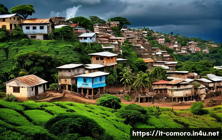 코모로 소방 안전 관리 - **Prompt 1: Comorian Resilience Amidst Natural Beauty**