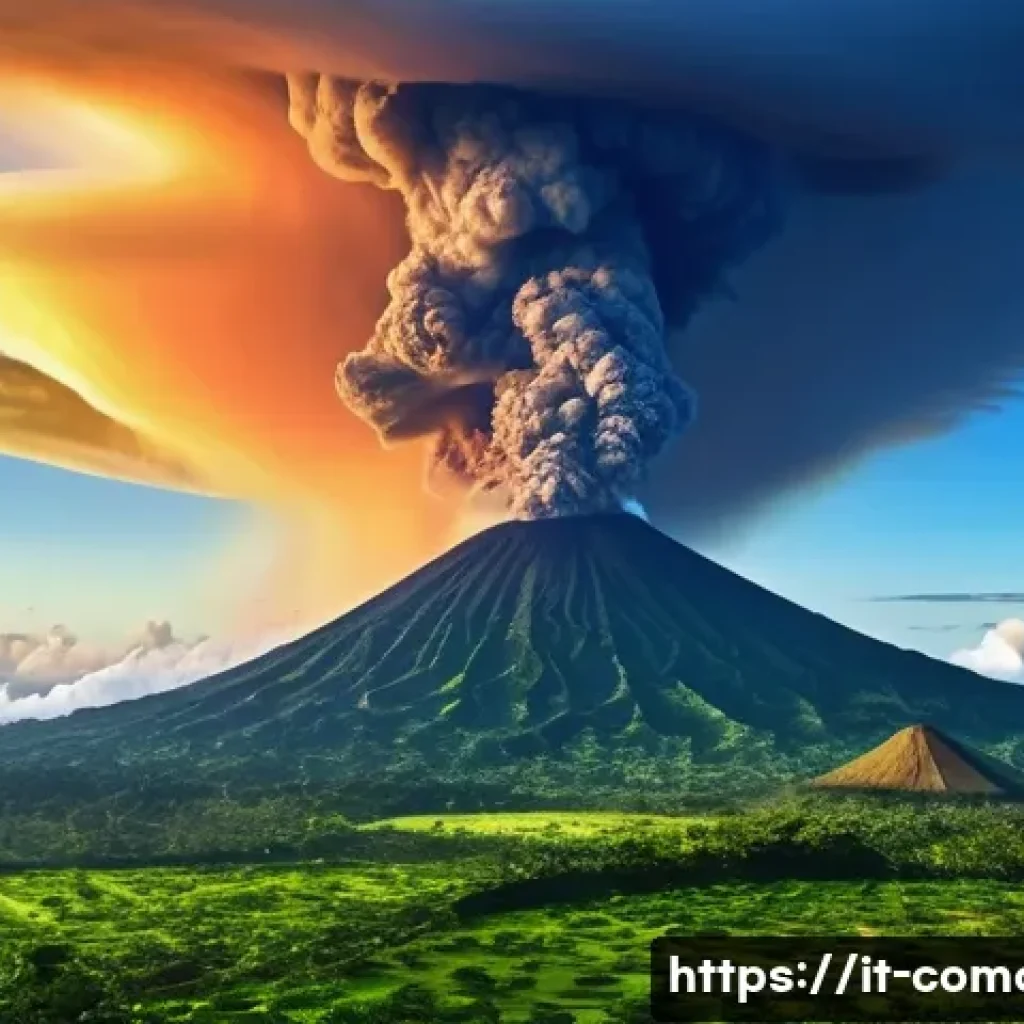 코모로 천연자원 현황 - A vibrant landscape of Grande Comore island featuring the active Karthala volcano erupting gently un...