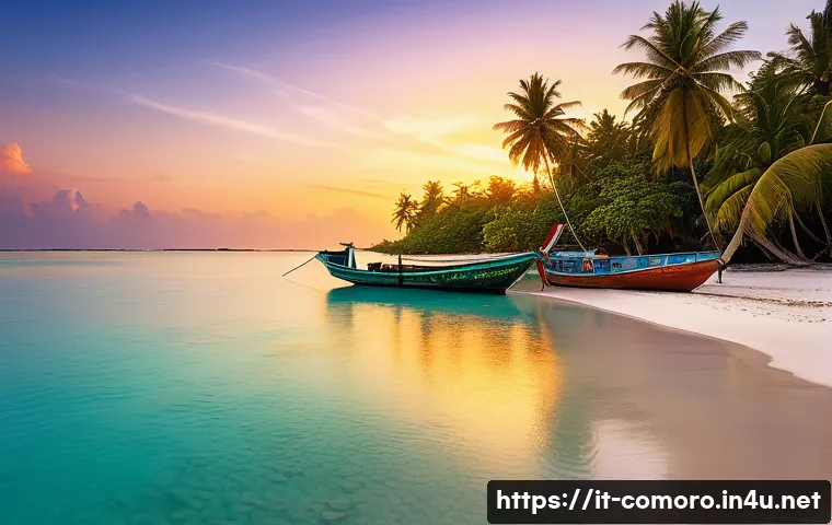 코모로 여행 사진 촬영 명소 - A stunning panoramic view of Ndzuwani&rsquo;s pristine white sandy beach stretching endlessly under a soft...