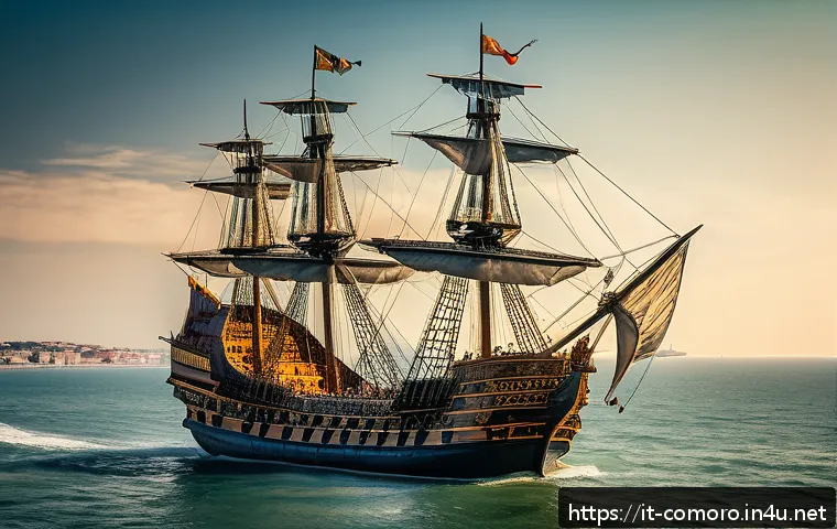 코모로 바스코 다 가마 탐험 이야기 - A detailed historical scene depicting Vasco da Gama's fleet of caravels setting sail from Lisbon in ...