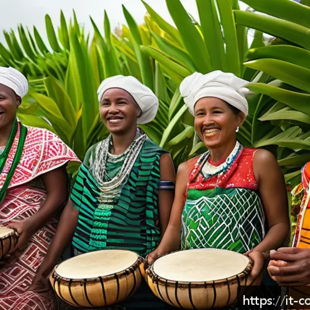 코모로 축제와 공휴일 - A vibrant outdoor scene during the Ndundu festival in the Comoros Islands, showcasing a diverse comm...