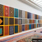 코모로 이슬람 전통과 현대화 - A vibrant contemporary art gallery in an Italian city showcasing Islamic calligraphy blended with mo...